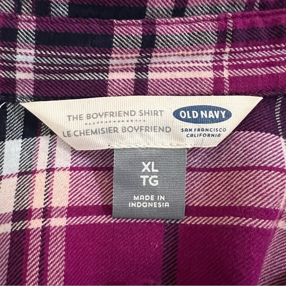 Old Navy The Boyfriend Plaid Button Down Shirt 100% Cotton Size XL - Picture 8 of 9